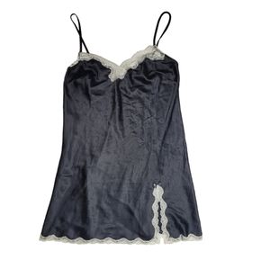 Sexy Victoria’s Secret Satin Slip Black with Cream trim babydoll Size Medium